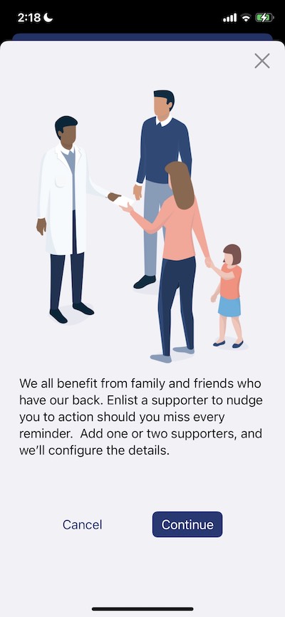 Screenshot of NudgeHero App